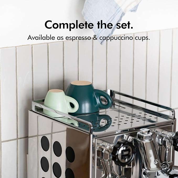 KIVY Espresso Cups Set of 4 [Set 4x 3oz]- Espresso Set Thick Walled Stoneware Espresso Cup Set - Italian Style Espresso Cups and Saucers - Coffee Mugs - Pastell Green, Blue