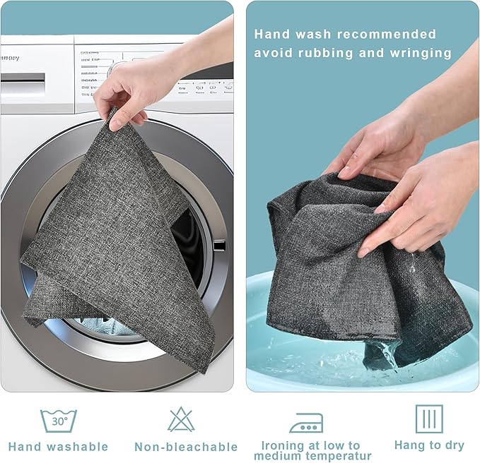 Dark Gray Cloth Placemats Set of 8 - Easy to Clean Fabric Table Placemats - Machine Washable Placemats- Heat Resistant Non-Slip Table Mats (Dark Gray, 8)