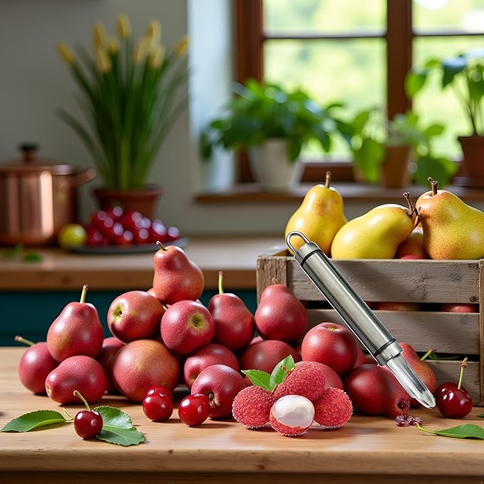 Longans Pears Corer,Stainless Steel Handheld Longan Corer,Portable Vegetable Core Remover,Cherry Core Removal Tool,Fruit And Peeler,Handheld For Lychee,Cherry,Corers and Pitters
