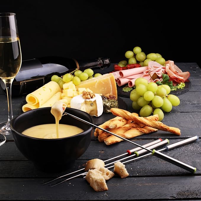 18 Pcs 9.5 Inch Stainless Steel Fondue Forks with Heat Resistant Handle Fondue Sticks for Cheese Pot Chocolate Roast Marshmallows Meat
