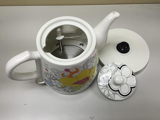 FixtureDisplays® Teapot, Ceramic, Teamaker, Large Yellow Flower 12039NEW-NPF