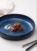 famiware Starlight Large pasta bowls set of 4, Serving Bowls for Pasta, Salad, Dinner, Oatmeal. Microwave Safe-36 oz, 8.46 inch, Blue