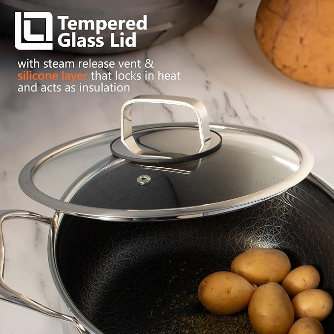 LIVWELL DiamondClad 3-Quart Hybrid Stockpot with Lid – Holiday & Christmas Home and Kitchen Gift – Stainless Steel Cookware Pot – Stockpot with Lid – Dishwasher Safe & PFOA-Free