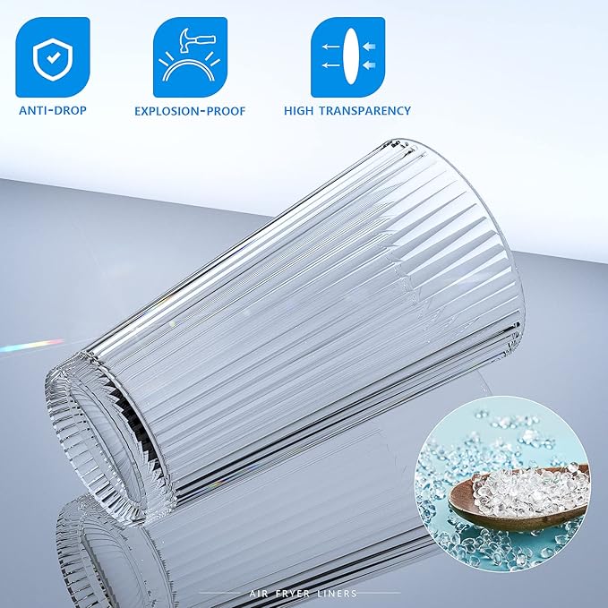 Topsky 20-ounce Plastic Water Tumblers | Set of 4 Transparent Unbreakable Drinking Glasses Clear Acrylic Reusable Juice Wine Cups for Home Picnic Party, Dishwasher Safe, Stackable (Transparent)