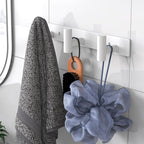 VAEHOLD Hat and Coat Wall Mount Rack - Hooks for Robes, Bags, Keys, and Towels - Bathroom Towel Hanger Organizer (White, “T“ Shape 3 Hooks 1 Pack)