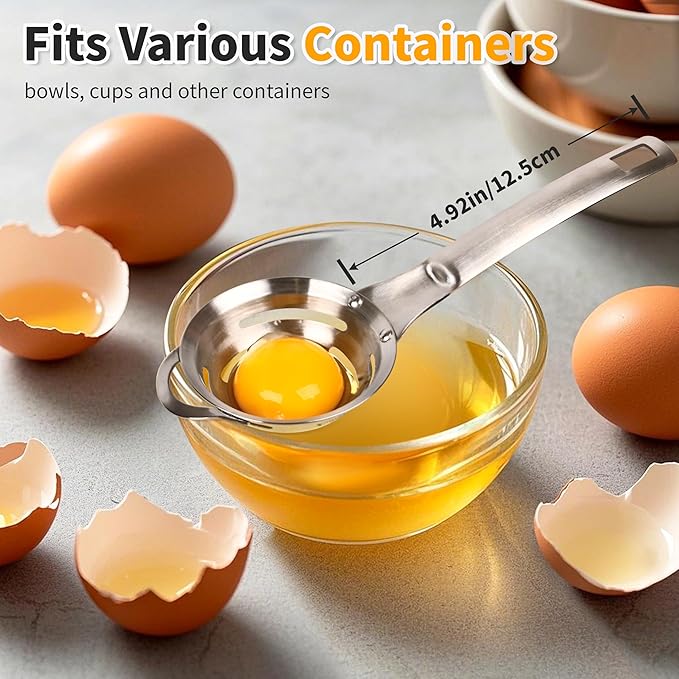 Stainless Steel Egg Yolk White Separator for Raw Eggs,6-Hole Design, Quick Egg Yolk & White Separation, Kitchen Tool for Cooking & Baking