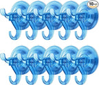 Antimbee Suction Hooks, 10 Pack Reusable Hangers, Removable Small Suction Cups for Shower, Bathroom, Glass, Door, Windows, Kitchen - Up to 11 lbs on Smooth Surface (Transparent Blue)