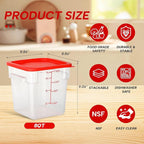4 Pack 8 Quart Food Storage Containers with Lids, Polycarbonate Square Commercial Food Containers, NSF, Clear, New Version