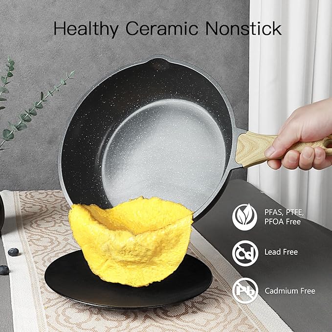 GiPP Ceramic Nonstick Pots and Pans Set - 18 Pcs Non Stick Cookware Set, Non-toxic Healthy Kitchen Cooking Set w/Frying Pans Set, Dishwasher Safe, PFAS PTFE PFOA PFOS Free