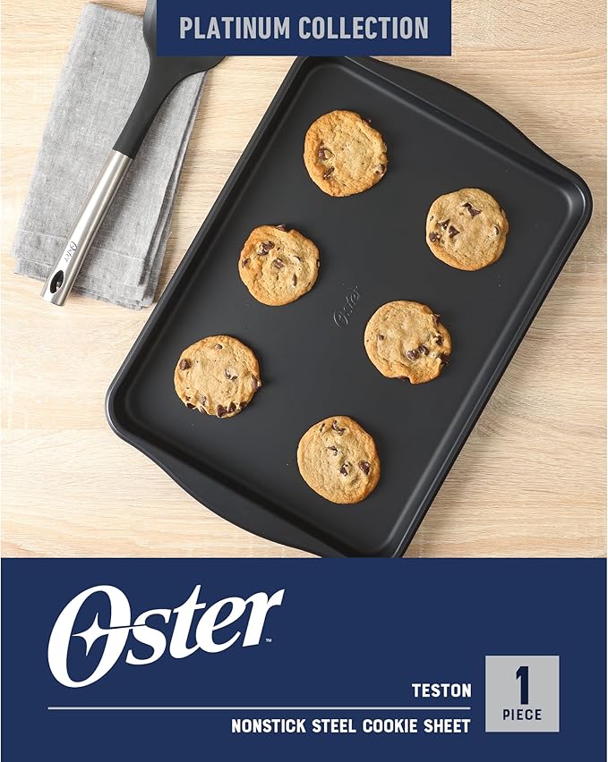 Oster Teston 15 x 10 Inch Nonstick Carbon Steel Cookie Baking Sheet - Matte Black