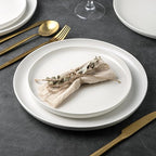 AmorArc Ceramic Dinner Plates Set of 6, Wavy Rim 10.5 Inch Stoneware Dish Set, Large Dinnerware Plates for Kitchen-Microwave&Dishwasher Safe, Scratch Resistant-Reactive Glaze Matte White