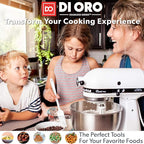 DI ORO Silicone Spoons for Cooking - Large Kitchen Utensils for Mixing, Serving, & Stirring - 600F Heat-Resistant Non Stick - Big Solid & Slotted Basting Spoons - Dishwasher Safe (2pc, Stone)