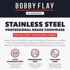 GreenPan x Bobby Flay Stainless Steel 12 Piece Cookware Pots and Pans Set and 8" Chef's Knife, Professional Grade Tri Ply, PFAS-Free Ceramic Nonstick, Induction Suitable, Dishwasher & Oven Safe