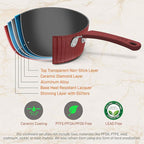 NutriChef 11-Piece Nonstick Kitchen Cookware Set - PTFE/PFOA/PFOS-Free Heat Resistant Ceramic Kitchen Ware Pots Pan Set w/Lines Pattern - Saucepot, Pans, Cooking Pot Oven Pot, Lid, Utensil