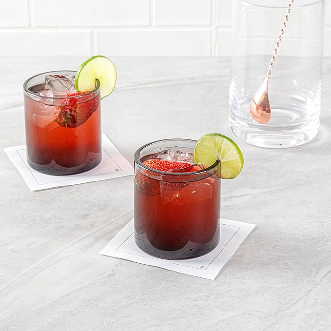 Restaurantware-Vetri 10 Ounce Old Fashioned Glasses, 24 Dishwashable Whiskey Glasses - No-Lead, Durable, Gray Glass Tumblers For Scotch, For Drinking Liquor, Cocktail, Bourbon, Cognac, And More