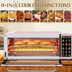 SEEDEEM 9-in-1 Air Fryer Oven, 16-Quart Countertop Convection Oven with Toaster, Broil, Pizza, Dehydrator, Large Capacity Kitchen Appliance in Pink, Silver, Black