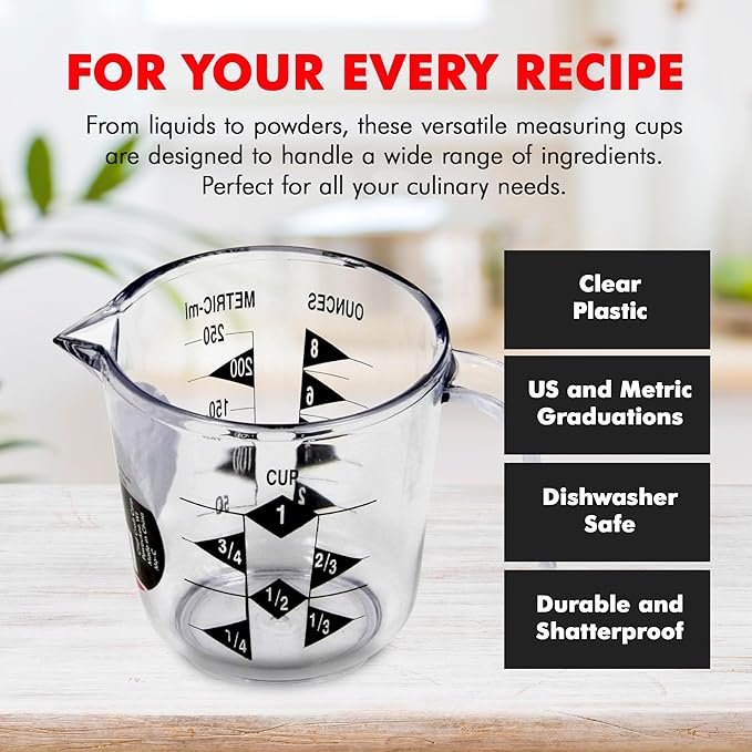 Chef Craft Select Plastic Measuring Cup, 1 Cup Capacity, Clear