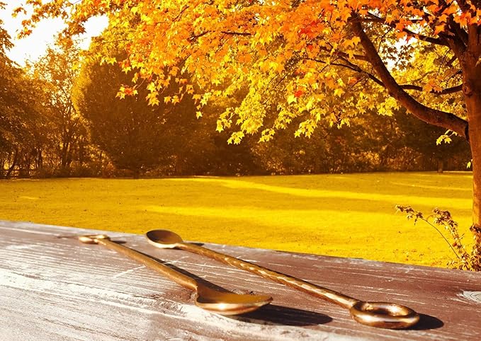 Copper mixing spoons set of 2 - copper plated stainless steel bar spoons with elegant ring on top. - Copper stirring spoon for Moscow mules