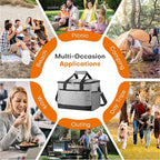 Collapsible Cooler Bags Insulated, 48 Cans Soft Cooler with Front Zipper Pocket & Shoulder Strap, Portable Leakproof Soft Sided Coolers for Camping/Beach/Picnic/Travel - Grey