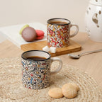 Ceramic Espresso Cups, 5 Oz Espresso Cups Set of 4, Handmade Espresso Cup, 2.75 Inch Espresso Mugs, Multicolor Demitasse Cups, Microwave & Dishwasher Safe Espresso Mugs, Coffe Mug (IZNIK CARNATION)