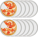Dandat 12 Pieces 8 Inch Pizza Screen Round Aluminum Mesh Pans with Holes Bulk Seamless Pizza Trays for Oven Nonstick Baking Sheet Mesh Baking Screen for Party Kitchen Restaurant Cooking Supplies
