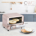 COOK WITH COLOR Mini Toaster Oven: 600W Power, Precision Timer, Auto Shutoff, and Culinary Delights Up To 450 Degrees, Pink