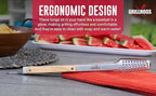 9" Tongs 18/0 Stainless Steel BBQ Grill Tongs with Ergonomic Real Oak Wood Handle for Cooking - Durable Grilling Accessory, Tongs for Cooking & Kitchen, Outdoor Barbecue, Easy to Clean