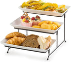Gomakren 3 Tier Serving Trays Stand Porcelain Serving Platters 12 Inch White Serving Plates Dinner Platters for Appetizer Snack Fruit Cup Cake Server Tray Display Serving Dishes for Entertaining