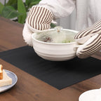 Myir JUN Placemats Set of 8, Vinyl Woven Placemats Place Mats Indoor Set of 8 Washable Table Mats Non-Slip Place mats for Dining Table (Black, Set of 8)