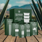 Sustainable Agave Co - Agave Fiber Cutlery Set - 200 pcs/each (600pcs total) - Plant-Based, Made With Upcycled Materials - Bulk Brown Forks, Knives Spoons Variety Pack