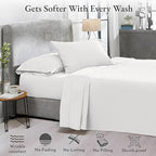 2-Pack Luxury Queen Sheet Sets - 400 Thread Count 100% Cotton Sateen - Extra Soft, Breathable & Cooling Sheets, Wrinkle Resistant, 2 Sets of Deep Pocket Bed Sheets - Antique White