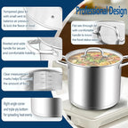 E-far 10 Quart Pot, Stainless Steel Stock Cooking Pot with Glass Lid for Soup Canning Stewing Simmering, Heavy Duty Large Cookware with Triply Base for Induction Gas Ceramic Stoves, Dishwasher Safe