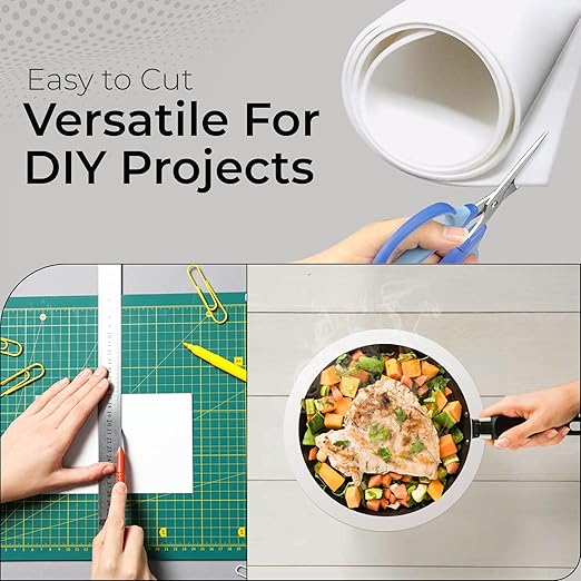 Exactly Rubber - White Silicone Sheet, 60A Durometer Silicone Mat, Food-Grade Rubber Mat with -80 to 450°F Temperature Resistance, 400% Elongation, Silicone Placemat Made in The USA, 1/32 x 9” x 24”