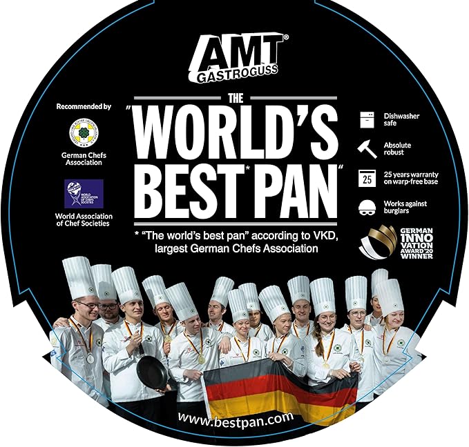 AMT Gastroguss The World´S [.] Casserole Frying pan for Induction, Diameter 26 cm, Height 7 cm, die-cast Aluminium, Lotan® Non-Stick Coating for Fat-Free-Frying, AMZN-I-726-US