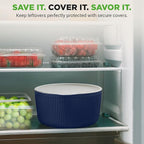 NutriChef 18-Piece Ceramic Cookware Set with Detachable Handles, Non Stick Pots and Pans, PTFE-Free Natural Ceramic Coating, Space-Saving Design, Oven & Stove Safe, Includes Utensils, Blue