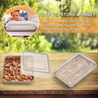 E-far Toaster Oven Baking Pan with Lid, 10.4”x 8”x 2” Stainless Steel Rectangle Sheet Cake Pans with Covers, Small Bakeware for Cakes Brownies Casseroles, Non-toxic & Dishwasher Safe -Set of 2