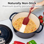 Zulay Kitchen 6 Quart Enameled Cast Iron Dutch Oven with Lid - Premium Durability & Oven Safe up to 500°F – Heavy Duty Cookware Perfect for Bread Baking, Stews, Braising & Roasting - Lapis Lazuli