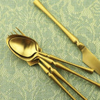 Gugrida Unique & Beautiful Flatware Set - 5 Piece Iridescent Silverware Sets | 18/10 Stainless Steel Reusable Cutlery Set | Gold Utensils Service For 1 with Dessert Fork, Knife, Spoon, Dinner Fork