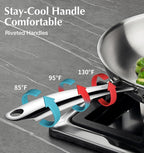 KOCH SYSTEME CS Stainless Steel Pan Set of 3, 8"&10"&12" Tri-Ply Stainless Steel Frying Pan Set with Stay-Cool Handle, Non-Toxic Staninless Steel Skillet, Fast & Even Heat Induction Compatible