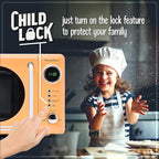 Nostalgia Retro Compact Countertop Microwave Oven 0.7 Cu. Ft. -700-Watts with LED Digital Display-Child Lock-Easy Clean Interior-Orange