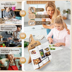 Mom Gifts Kitchen Gifts for Women Retirement Gifts Cookbook Stand Bamboo Recipe Book Holder Adjustable Non-Slip Cook Book Stand for Kitchen Counter