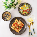 LeRatio Ceramic Dinnerware Sets for 6,Stoneware Plates and Bowls Sets,Handmade Reactive Glaze Dishes Set,Chip Resistant and Scratch Resistant | Oven&Dishwasher & Microwave Safe-Chestnut(18PCS)