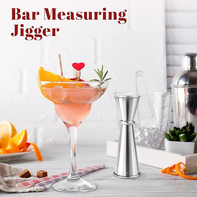 2 Pcs Jigger for Bartending, Premium 304 Stainless Steel Jigger 2 oz 1 oz, Professional Heavy-Duty Double Jigger, Cocktail Jigger, Cocktail Measuring Cup