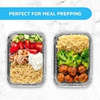 MontoPack Disposable Takeout Pans with Clear Lids | 2lb Capacity Aluminum Foil Food Containers with Strong Seal for Freshness & Spill Resistance | Eco-Friendly & Recyclable | 50-Pack 8x5.5” Drip Pans