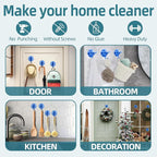 Antimbee 3 Pack Suction Hooks, Clear Suction Hangers for Shower, Bathroom, Glass, Door, Windows, Kitchen-Up to 11 lbs on Smooth Surface (Transparent Blue)