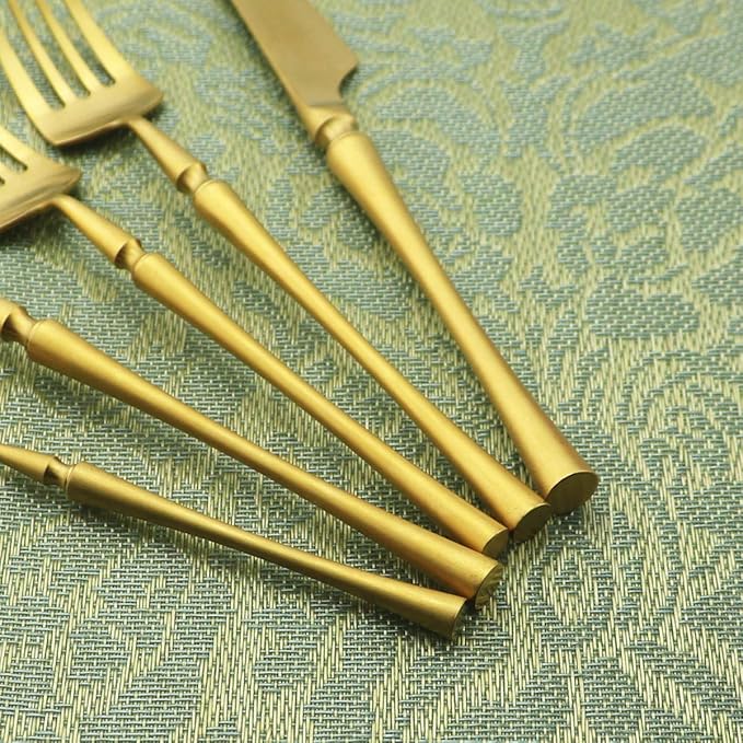 Gugrida Unique & Beautiful Flatware Set - 20 Piece Iridescent Silverware Sets | 18/10 Stainless Steel Reusable Cutlery Set | Gold Utensils Service For 4 with Dessert Fork, Knife, Spoon, Dinner Fork