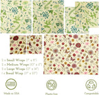 Bee's Wrap Vegan Beeswax Wraps for Food - Assorted 7 Pack (2S, 2M, 2L, & 1 Bread) Made in USA Reusable & Organic Food Wraps & Bowl Covers - Eco-Friendly Alternative to Aluminum Foil & Plastic Wrap