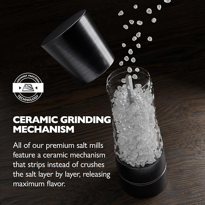 COLE & MASON Derwent Salt Grinder - Gunmetal Mill Includes Gourmet Precision Mechanism and Premium Sea Salt