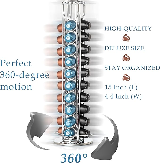 Mixpresso Espresso Machine Bundle with Nespresso Compatible Capsules, Italian Roasted Coffee and Capsule Spinning Carousel Holder - Compact Home Coffee Set, One-Touch Operation