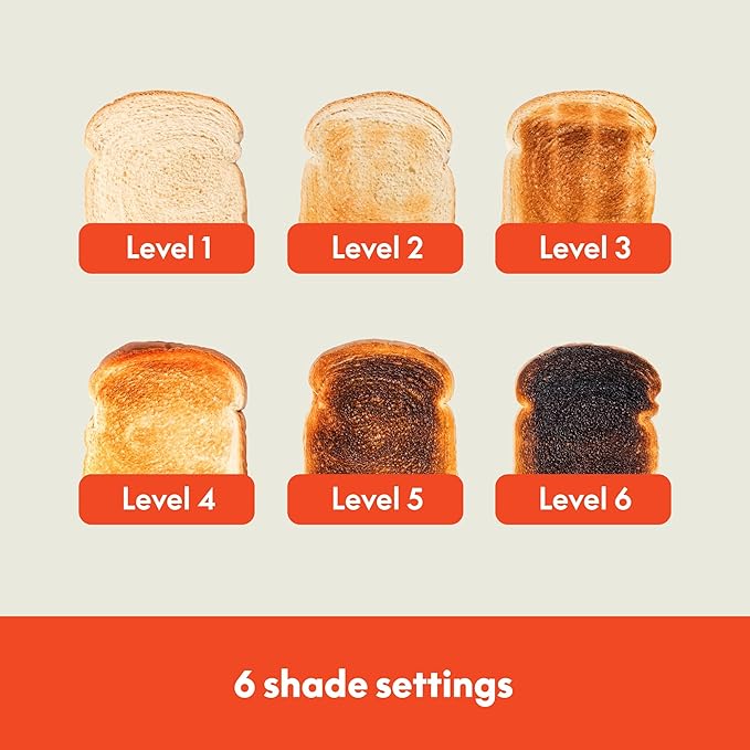bella 4 Slice Toaster, 6 Setting Shade Control with Reheat & Cancel Buttons, Removable Crumb Tray, Anti Jam & Auto Shutoff, 900 Watt, Surf